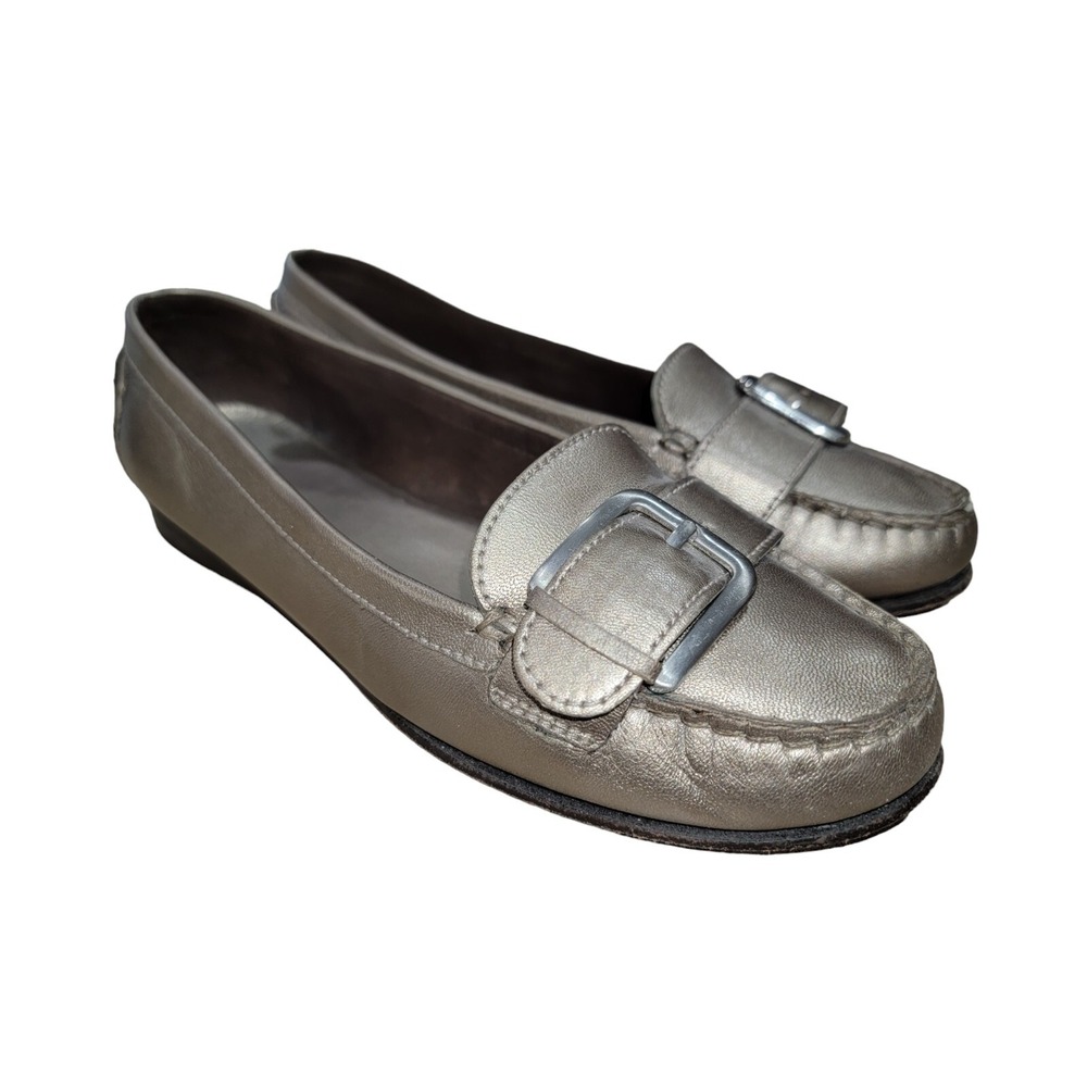 Cole Haan Women's Bronze Metallic Leather Buckle Loafer D29977 Sz 7.5 B